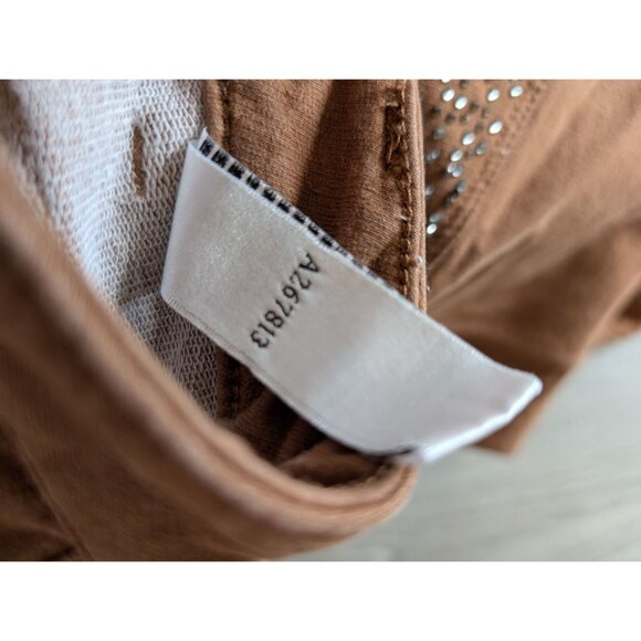 Quacker Factory DreamJeannes Brown Stretch Jeans Rhinestone Heart Size 20W Short - Picture 5 of 8